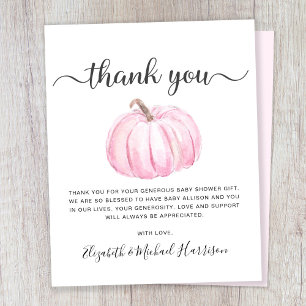 Cartões de agradecimentos de Chá de Bebê Pumpkin O