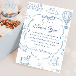 Cartões de agradecimentos de Chá de fraldas azul T