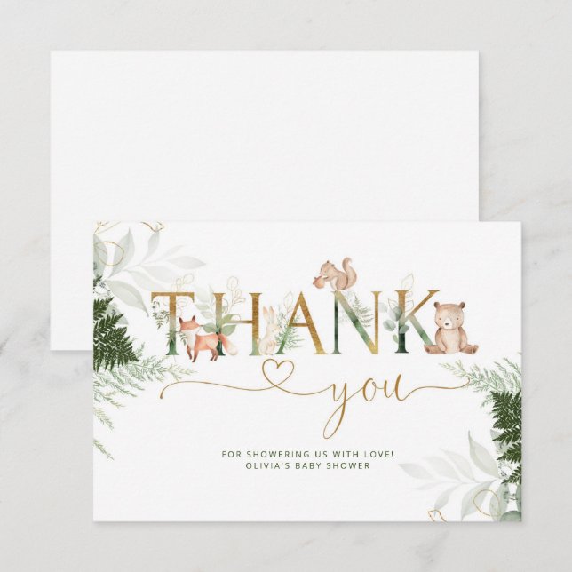 Cartões de agradecimentos de chá de fraldas de ani (Frente/Verso)