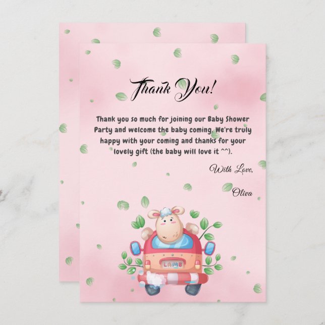 Cartões de agradecimentos de Chá de fraldas de bor (Frente/Verso)