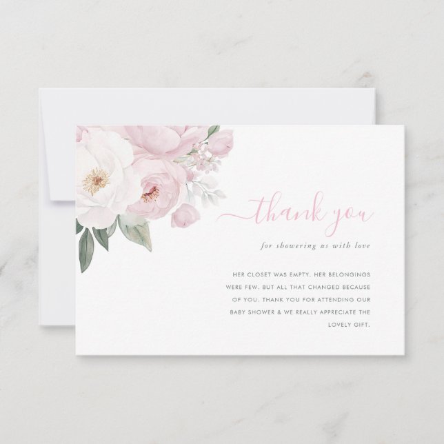 Cartões de agradecimentos de chá de fraldas de flo (Frente)