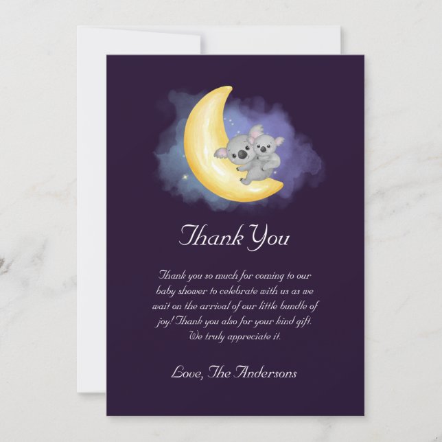 Cartões de agradecimentos de Chá de fraldas de Koa (Frente)