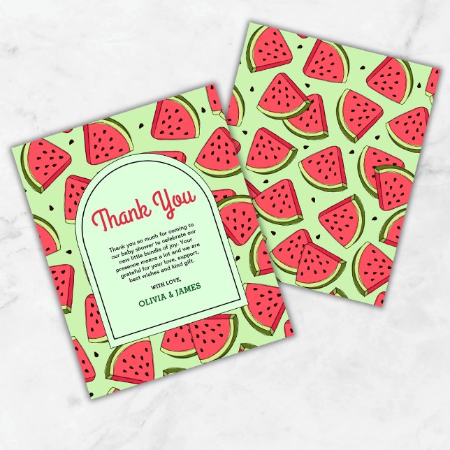 Cartões de agradecimentos de Chá de fraldas de mel (Budget A Little Sweetie Summer Watermelon Baby Shower Thank You Card   )