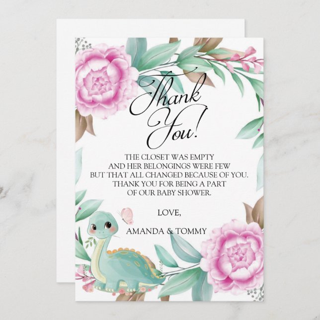 Cartões de agradecimentos de Chá de fraldas de Pêo (Frente/Verso)