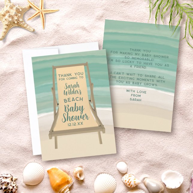 Cartões de agradecimentos de Chá de fraldas de pra (A thank you card for your Beach Baby Shower. Just add your details and message)