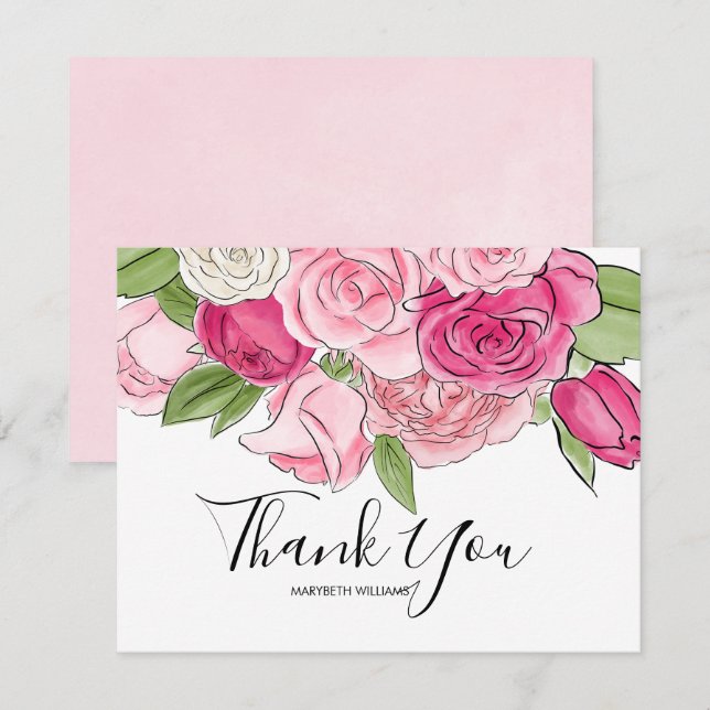 Cartões de agradecimentos de Chá de fraldas de Ros (Frente/Verso)