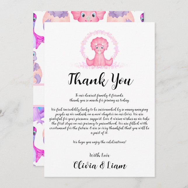 Cartões de agradecimentos de Chá de fraldas do Din (Frente/Verso)