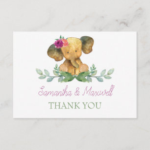 Cartões de agradecimentos de Chá de fraldas Elefan