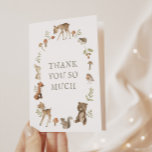 Cartões de agradecimentos de Chá de fraldas flores<br><div class="desc">Obrigado seus queridos amigos e entes queridos por frequentar seu chá de fraldas temido pela floresta com este adorável Cartões de agradecimentos de madeira.</div>