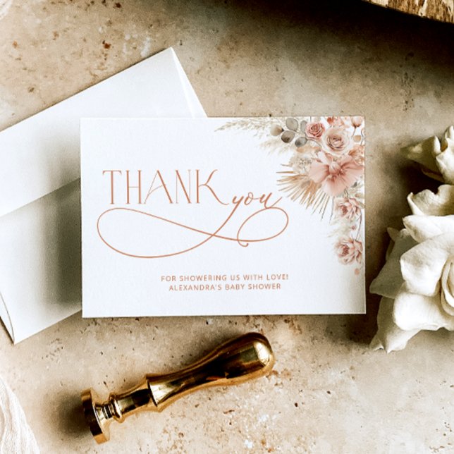 Cartões de agradecimentos de Chá de fraldas Pampas (Criador carregado)