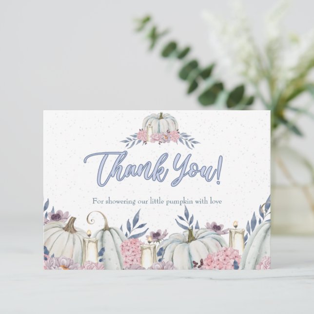 Cartões de agradecimentos de Chá de fraldas Pumpki (Em pé/Frente)