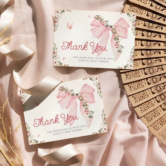 Cartões de agradecimentos de Chá de fraldas rosa d (Criador carregado)