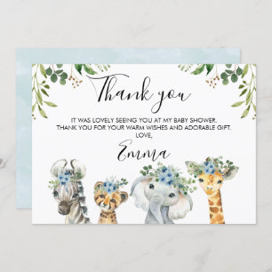 Cartões de agradecimentos de Chá de fraldas Safari