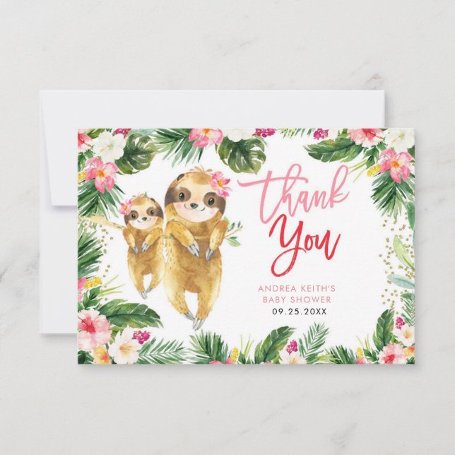 Cartões de agradecimentos de Chá de fraldas Tropic (Frente)