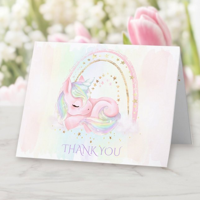 Cartões de agradecimentos de Chá de fraldas Unicor (Unicorn Baby Shower Thank You Card )