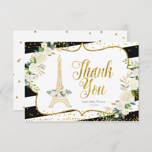 Cartões de agradecimentos de Chá de panela Floral  (Frente/Verso)