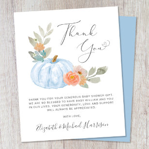Cartões de agradecimentos de Chá para Bebê Cora d'