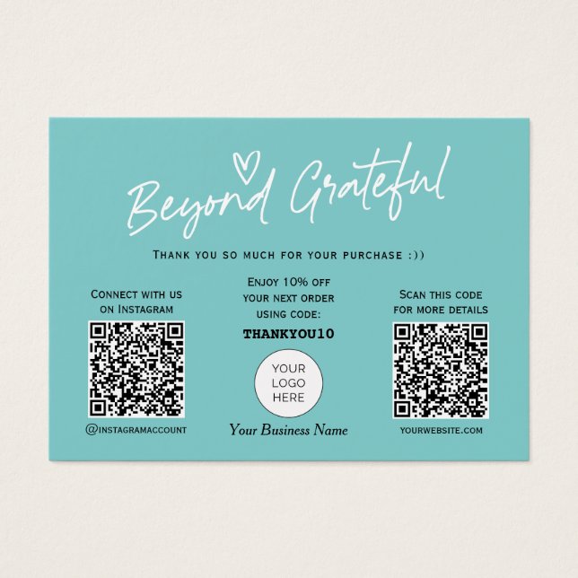 Cartões de agradecimentos de código QR de Script d (Frente)