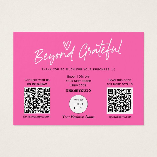 Cartões de agradecimentos de código QR de Script M (Frente)