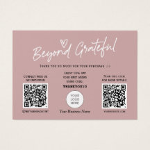 Cartões de agradecimentos de código QR para caligr