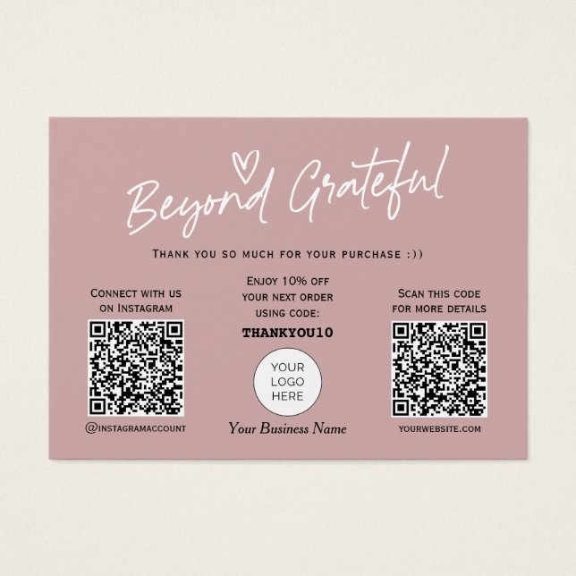 Cartões de agradecimentos de código QR para caligr (Frente)