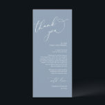 Cartões de agradecimentos de Configuração de Local<br><div class="desc">Esta é a caligrafia romântica moderna, no tema azul empoeirado, Place Setting Obrigado Cards. Compartilhe o amor e mostre seu apreço aos seus convidados, quando eles sentarem em seu assento e lerem esse obrigado encantador personalizado que você coloca com o cartão de ajuste. É uma maneira maravilhosa de acabar com...</div>