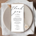 Cartões de agradecimentos de Configuração de Local<br><div class="desc">Este é o guião moderno minimalista, no tema preto e branco, o lugar do janto de casamento "Obrigado Cartões". Compartilhe o amor e mostre seu apreço aos seus convidados, quando eles sentarem em seu assento e lerem esse obrigado encantador personalizado que você coloca com o cartão de ajuste. É uma...</div>