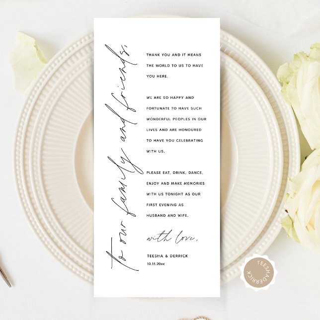 Cartões de agradecimentos de Configuração de Local (Modern Minimalist Wedding Place Setting Thank You Card, Dinner Plate Decor, Online Editable)