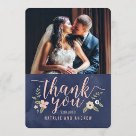 Cartões de agradecimentos de cor editável Floral B