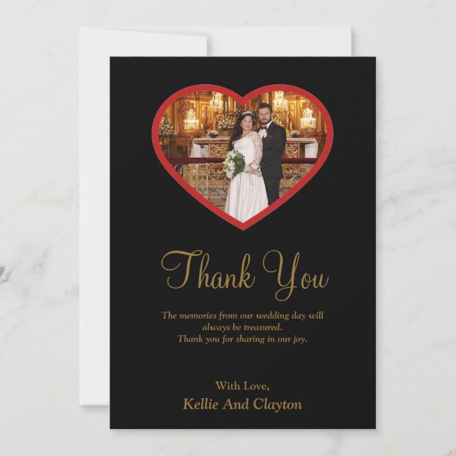 Cartões de agradecimentos de coração Dentro A de f (Frente)