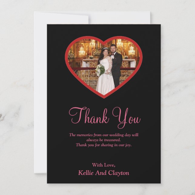 Cartões de agradecimentos de coração Dentro A de f (Frente)