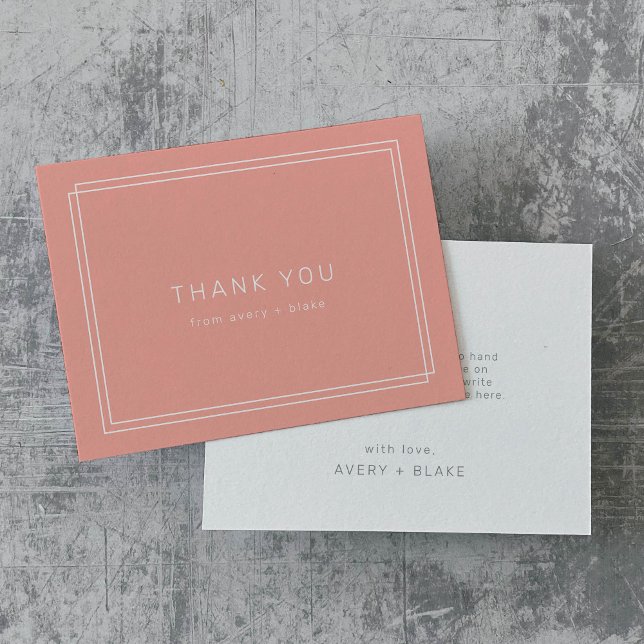 CARTÕES DE AGRADECIMENTOS de Coral de Pêssego Míni (AVERY Minimal Blush Peach Coral Thank You Card)