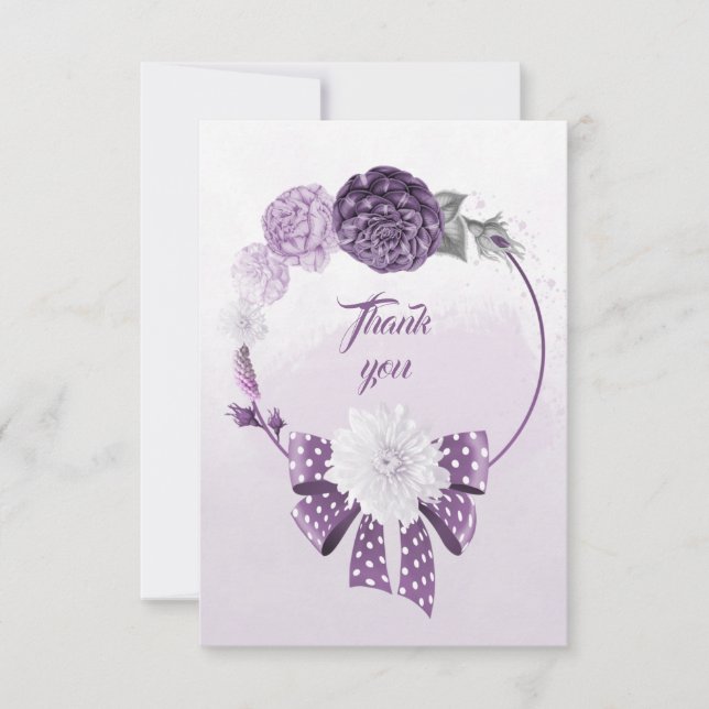 cartões de agradecimentos de coroa roxa flores (Frente)