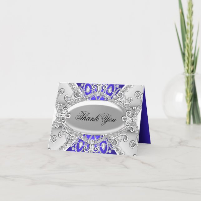 Cartões de agradecimentos de Damasco de Silver e A (Frente)