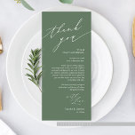 Cartões de agradecimentos de Definição de Local de<br><div class="desc">Este é o guião moderno minimalista, no sábio da floresta, tema verde, local aconchegante e elegante de janto de casamento, Obrigado Cartões. Compartilhe o amor e mostre seu apreço aos seus convidados, quando eles sentarem em seu assento e lerem esse obrigado encantador personalizado que você coloca com o cartão de...</div>