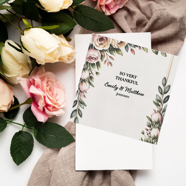 Cartões de agradecimentos de Designer Floral Rosa  (Criador carregado)