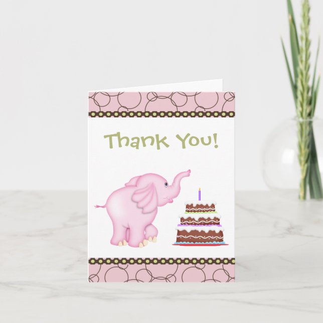 Cartões de agradecimentos de Elefante Rosa (Frente)