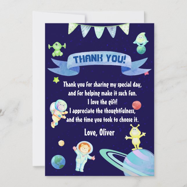 Cartões de agradecimentos de Espaço do Astronauta  (Frente)