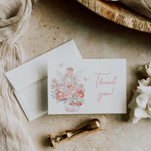 Cartões de agradecimentos de fadas e flores silves