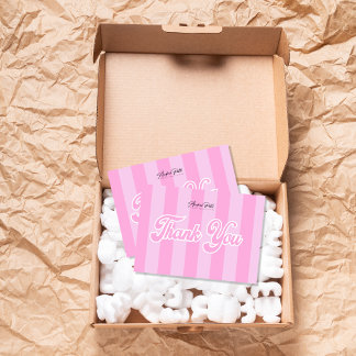 Cartões de agradecimentos de faixas rosa retrorref