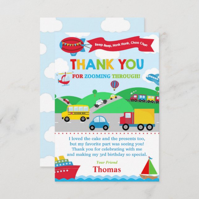 Cartões de agradecimentos de Festa de aniversário  (Frente/Verso)