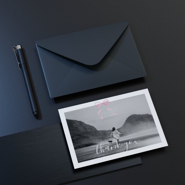 Cartões de agradecimentos de fita rosa para gradaç (Criador carregado)