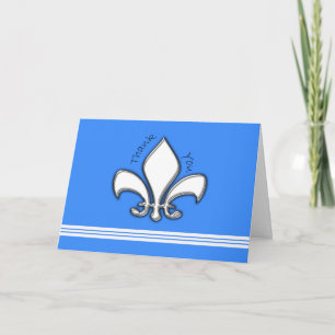 Cartões de agradecimentos de Fleur de Lis prata co