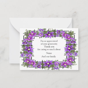 Cartões de agradecimentos de Flor Roxo Clematis