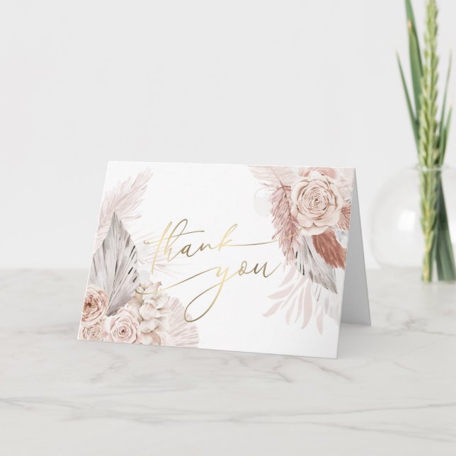 cartões de agradecimentos de flores boho (Frente)