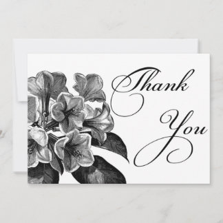 Cartões de agradecimentos de flores brancas e pret