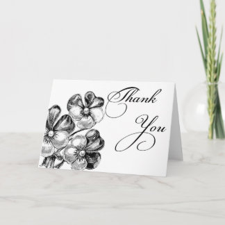 Cartões de agradecimentos de flores brancas e pret