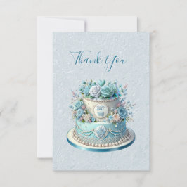 Cartões de agradecimentos de Flores de Bolo Azul