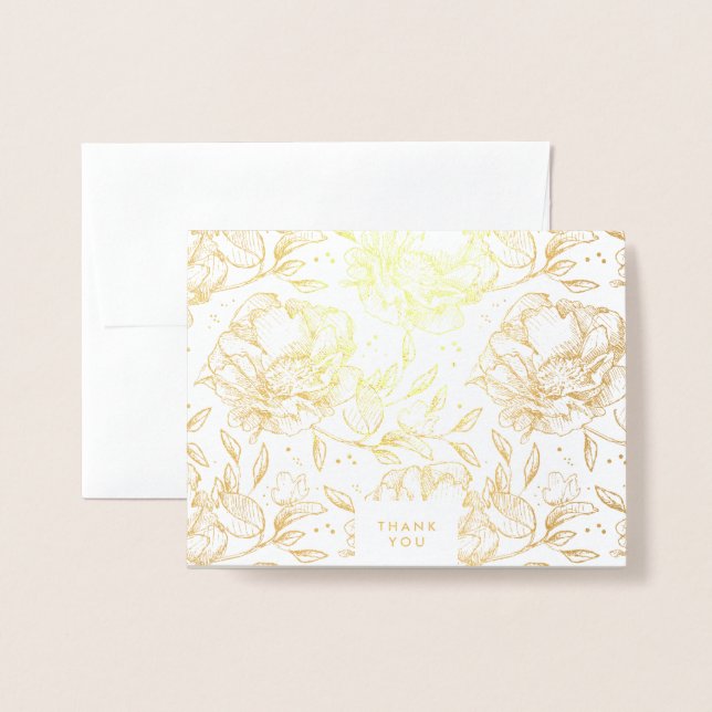 Cartões de agradecimentos De Flores Desenhadas À M (Frente com envelope)