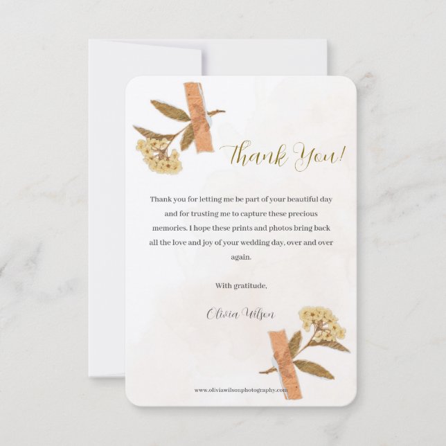 Cartões de agradecimentos de Flores Secas para Emp (Frente)